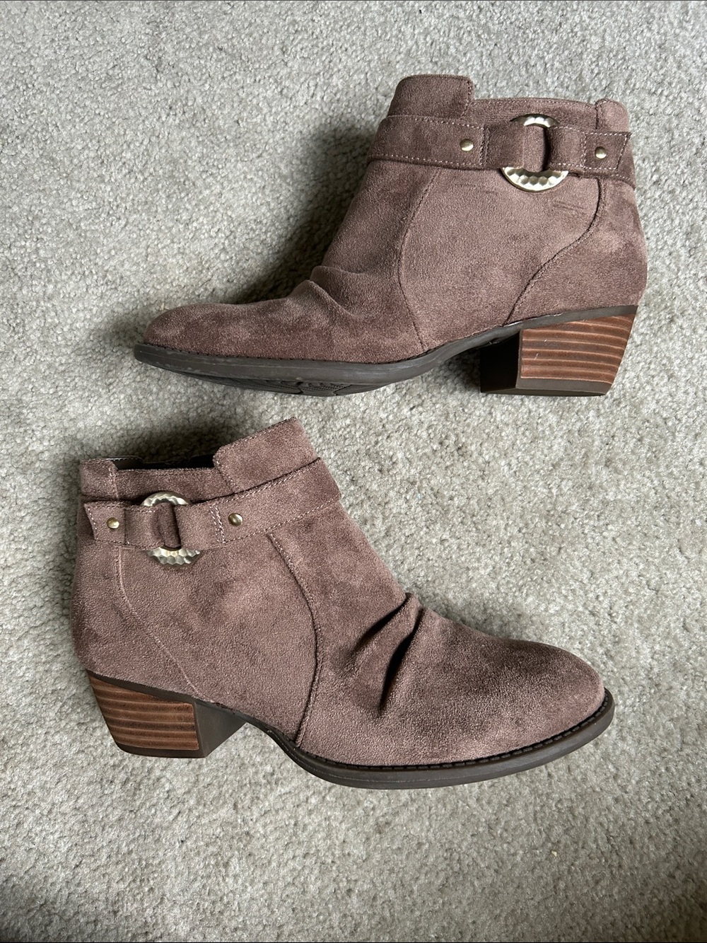 Dr. Scholl's Suede Ankle Boots in Taupe Brown
